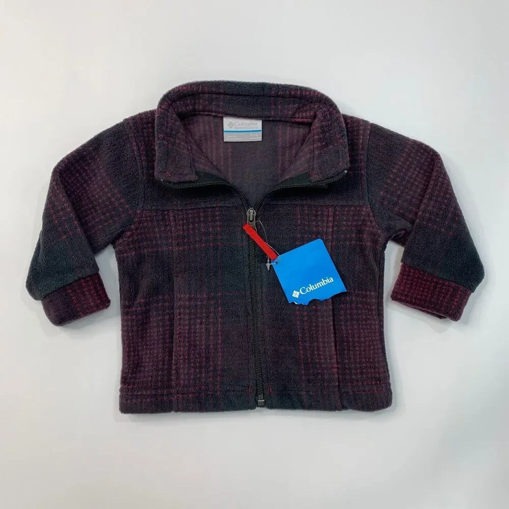 Columbia Jacket Youth Toddler 6-12‎ Month Gray Pink Zing III Fleece Zip Up Plaid